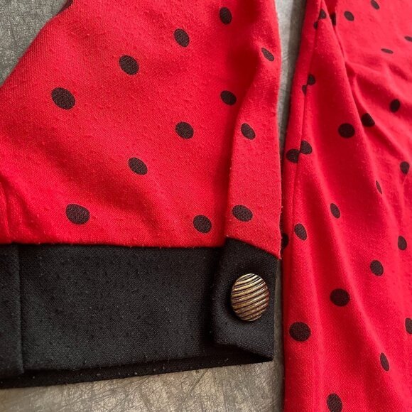 Vintage Monica Rose USA Red Black Polka Dot Sweater Cardigan Jacket Womens L/XL - Picture 6 of 12